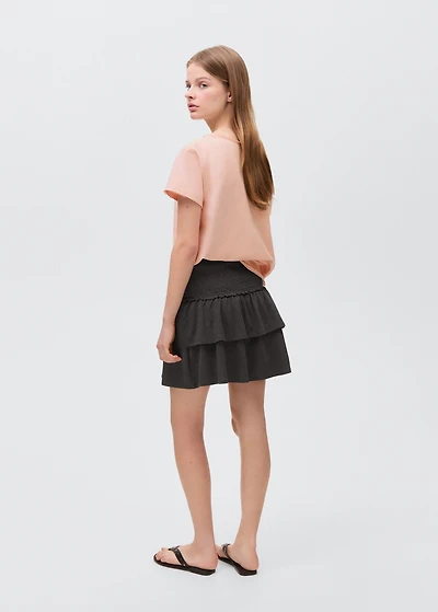 Gathered skirt with ruffles