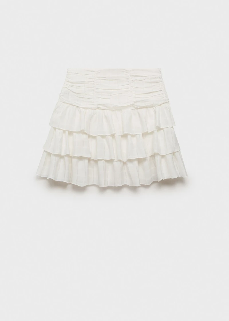 Gathered skirt with ruffles