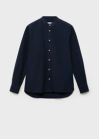 Cotton linen shirt with mandarin collar