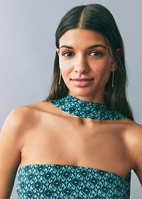 Printed jumpsuit with bow