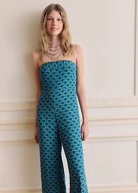 Printed jumpsuit with bow
