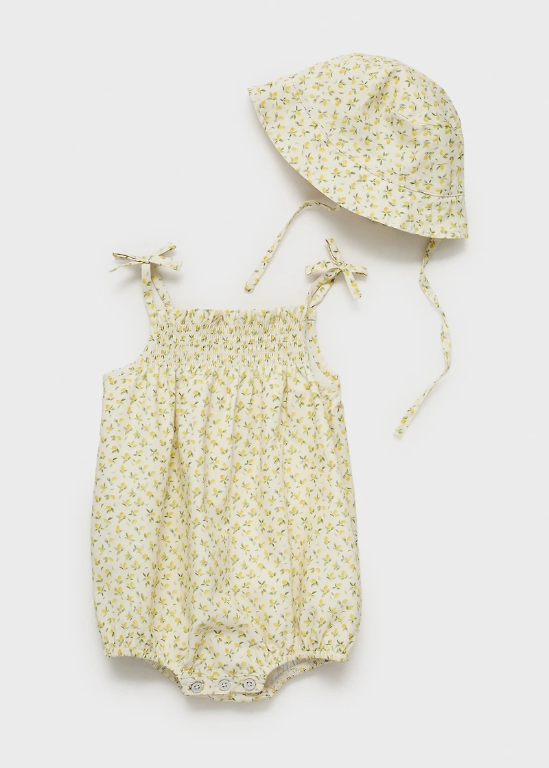 Print cotton one-piece suit