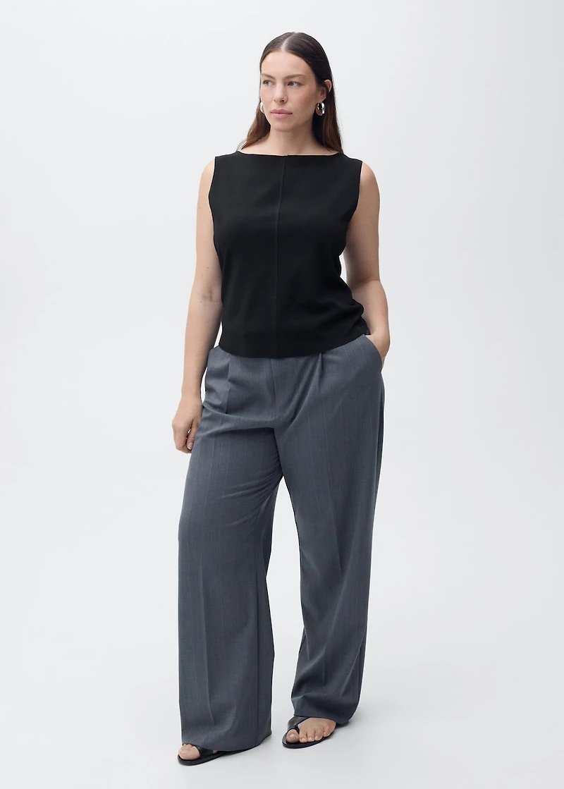 Boat-neck knitted top