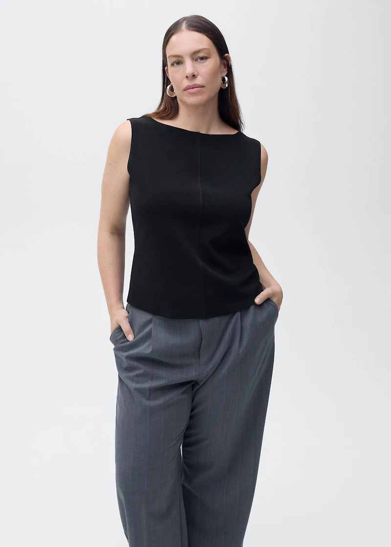 Boat-neck knitted top