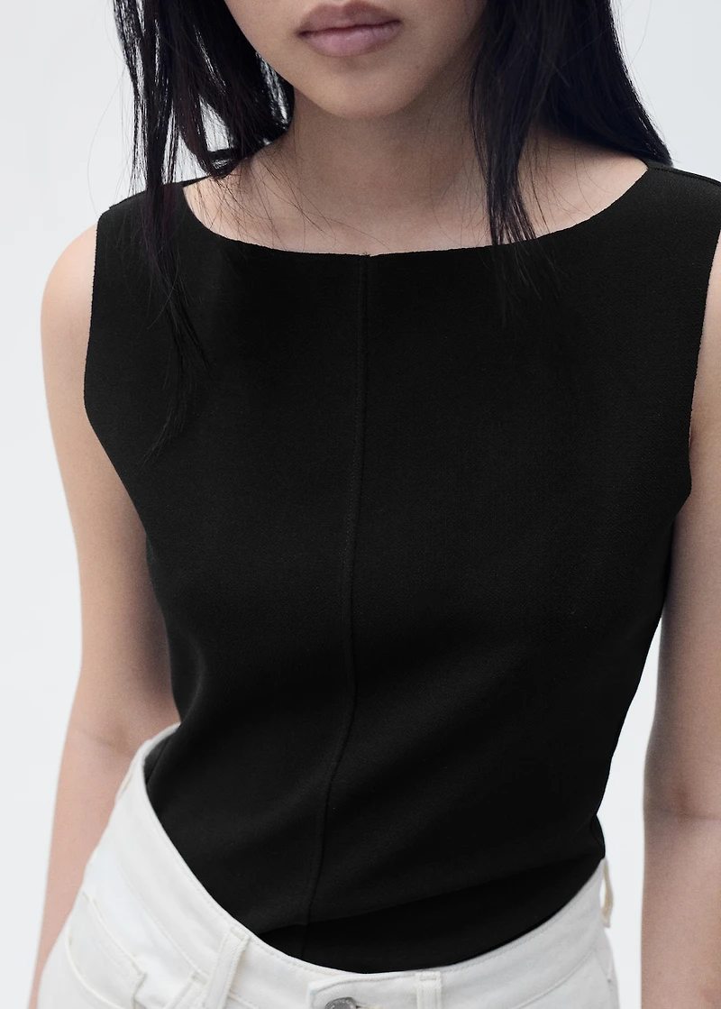 Boat-neck knitted top