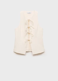 Linen-blend top with bow