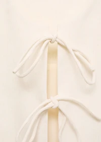 Linen-blend top with bow