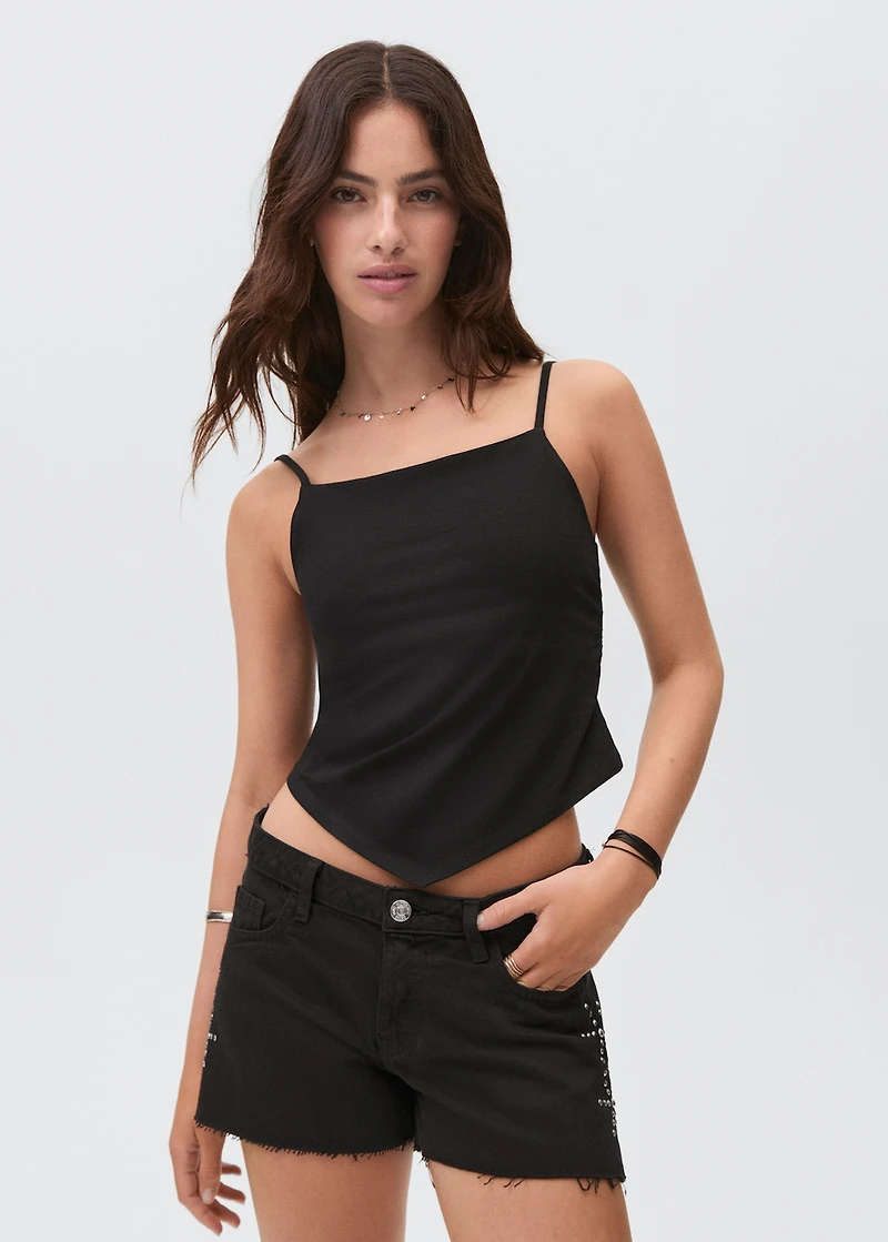 Studded denim shorts