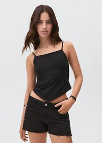 Studded denim shorts