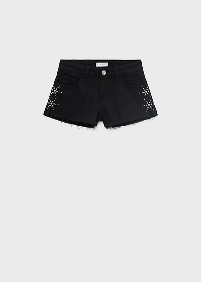 Studded denim shorts