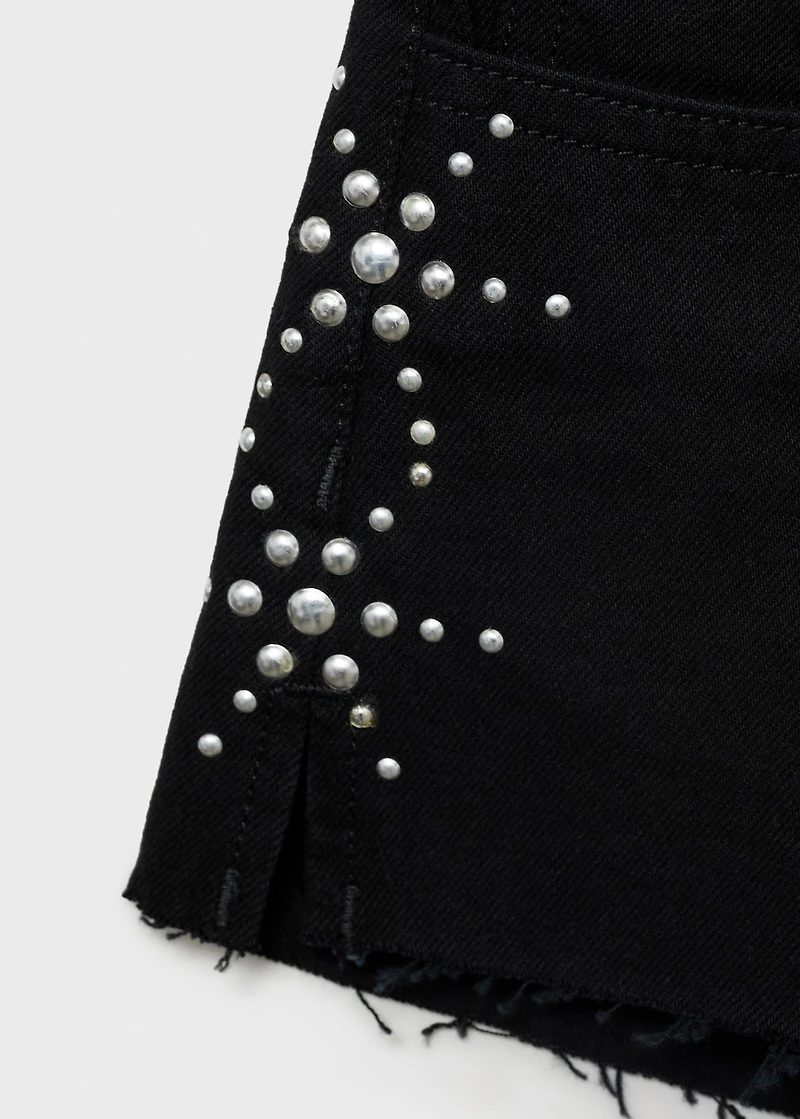 Studded denim shorts
