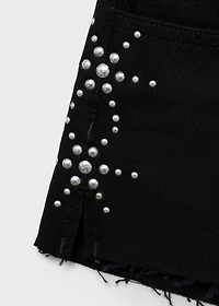 Studded denim shorts