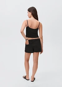 Studded denim shorts