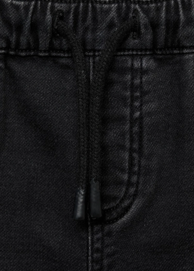 Denim bermuda shorts with drawstring