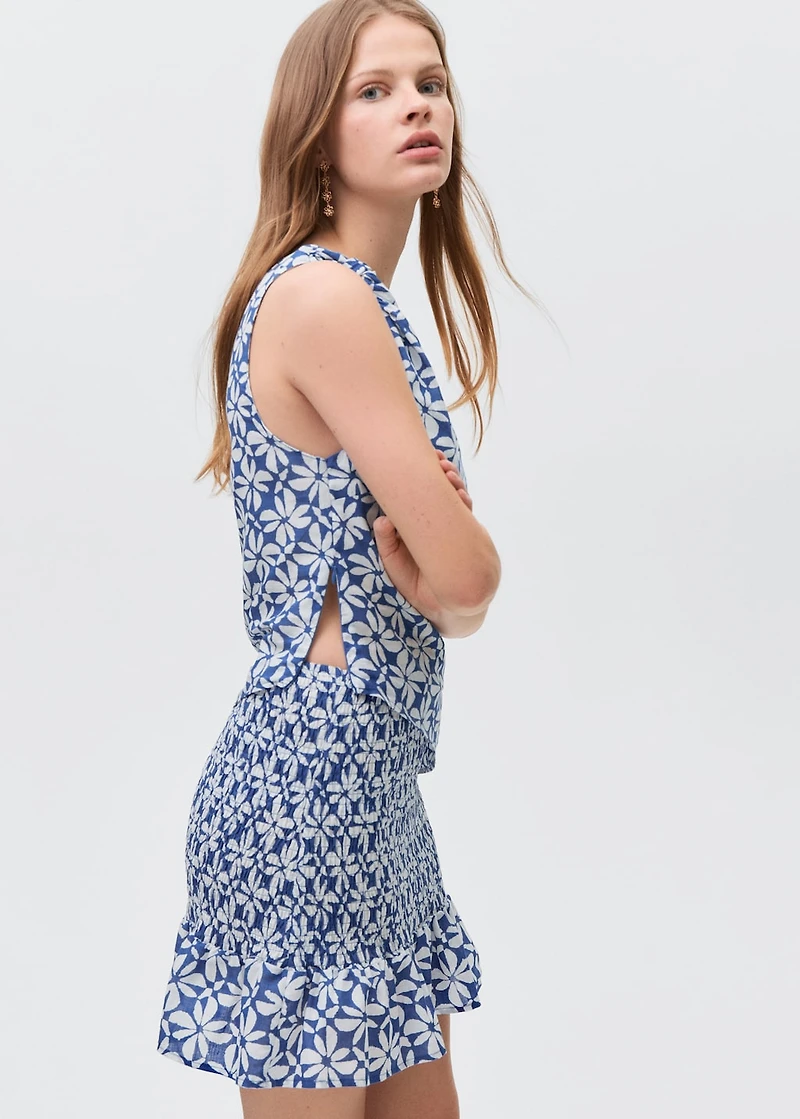 Printed pleated skirt