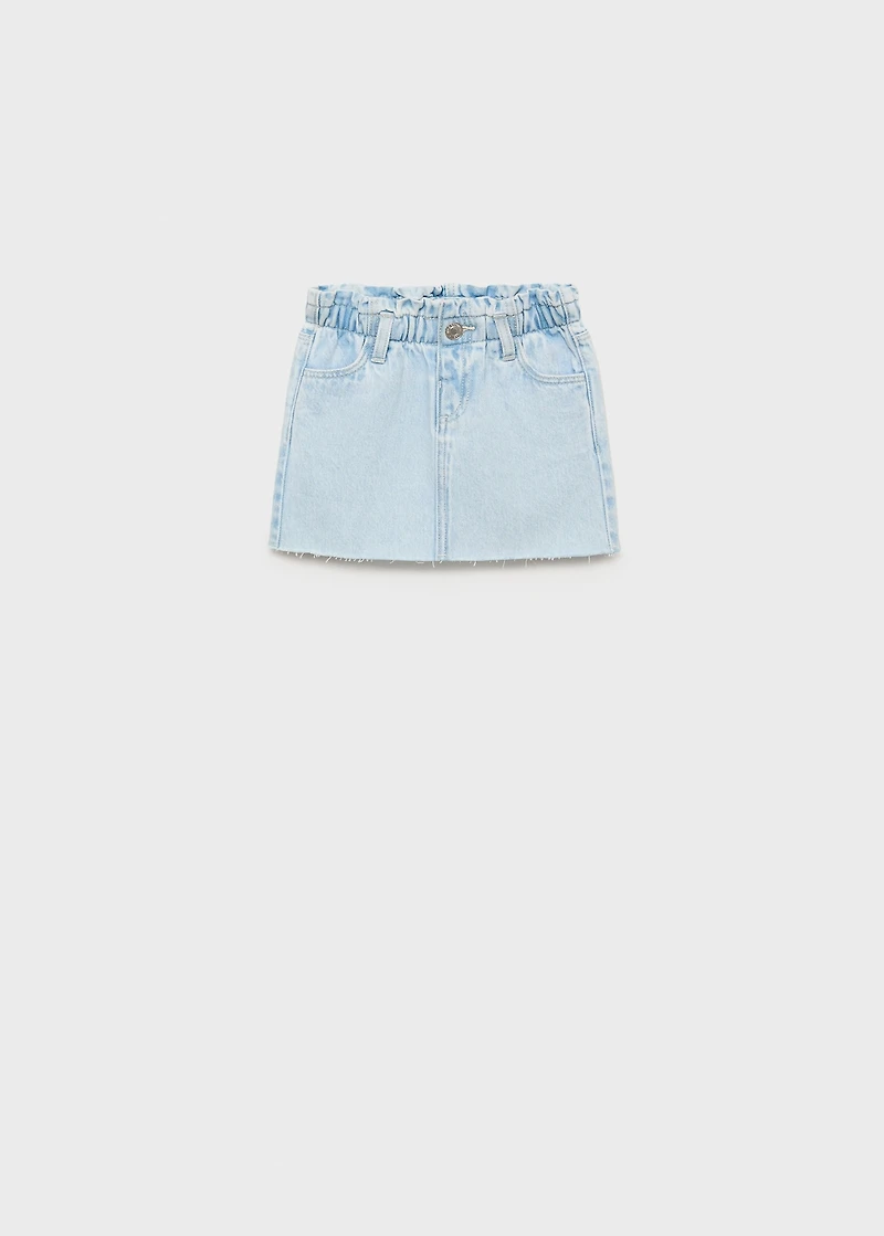 Denim skirt with frayed hem