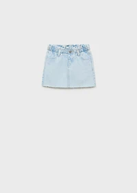 Denim skirt with frayed hem