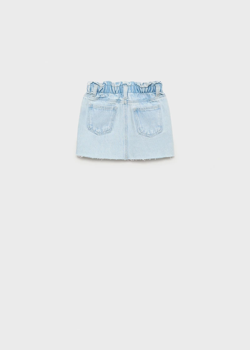 Denim skirt with frayed hem