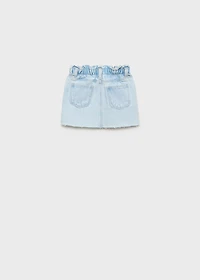 Denim skirt with frayed hem