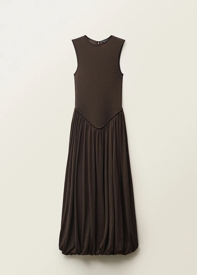 Semi-transparent dress with puffed hem