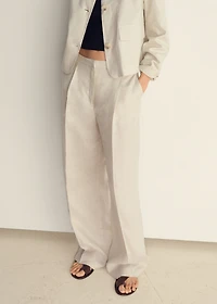 Straight-fit linen pants with pleats