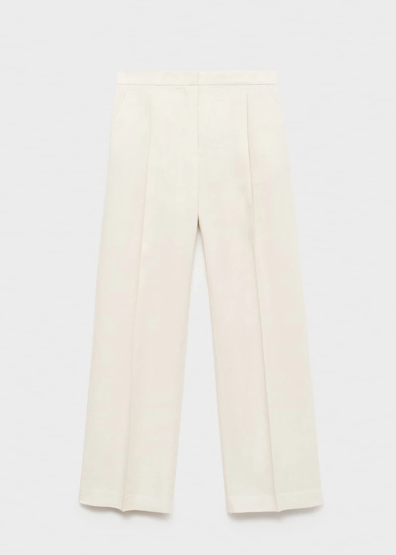 Straight-fit linen pants with pleats