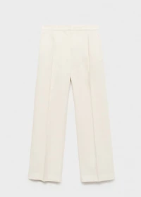 Straight-fit linen pants with pleats