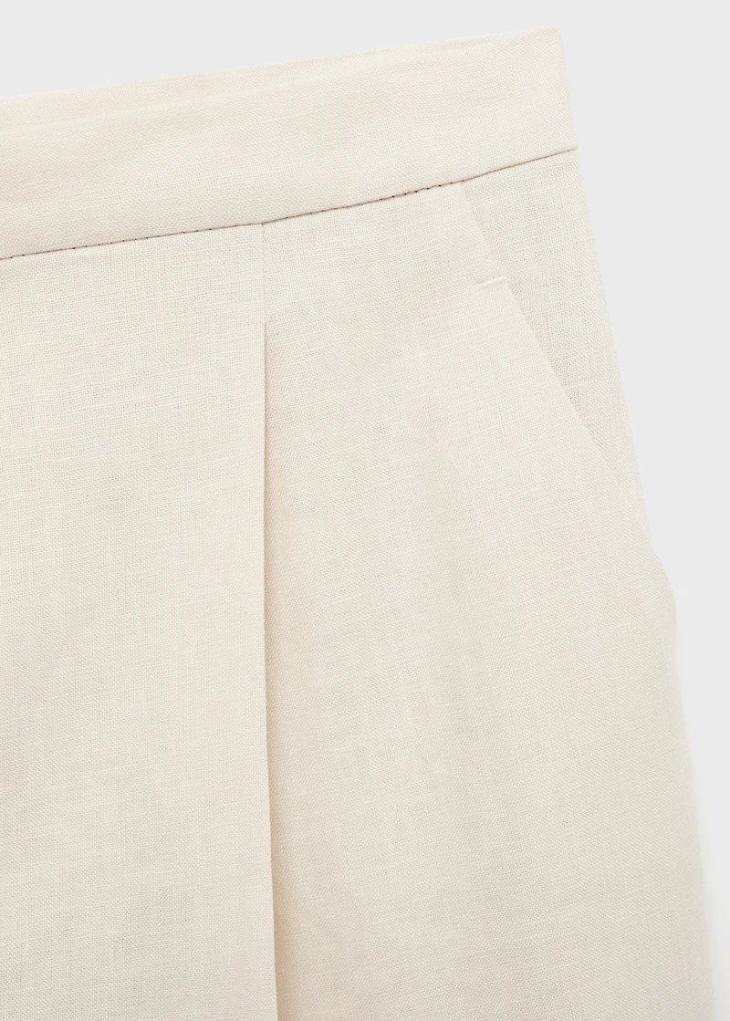 Straight-fit linen pants with pleats
