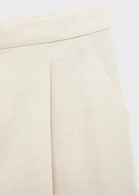 Straight-fit linen pants with pleats