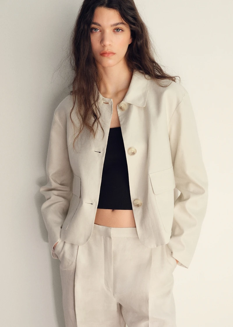 Straight-fit linen pants with pleats