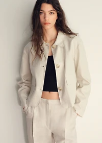 Straight-fit linen pants with pleats