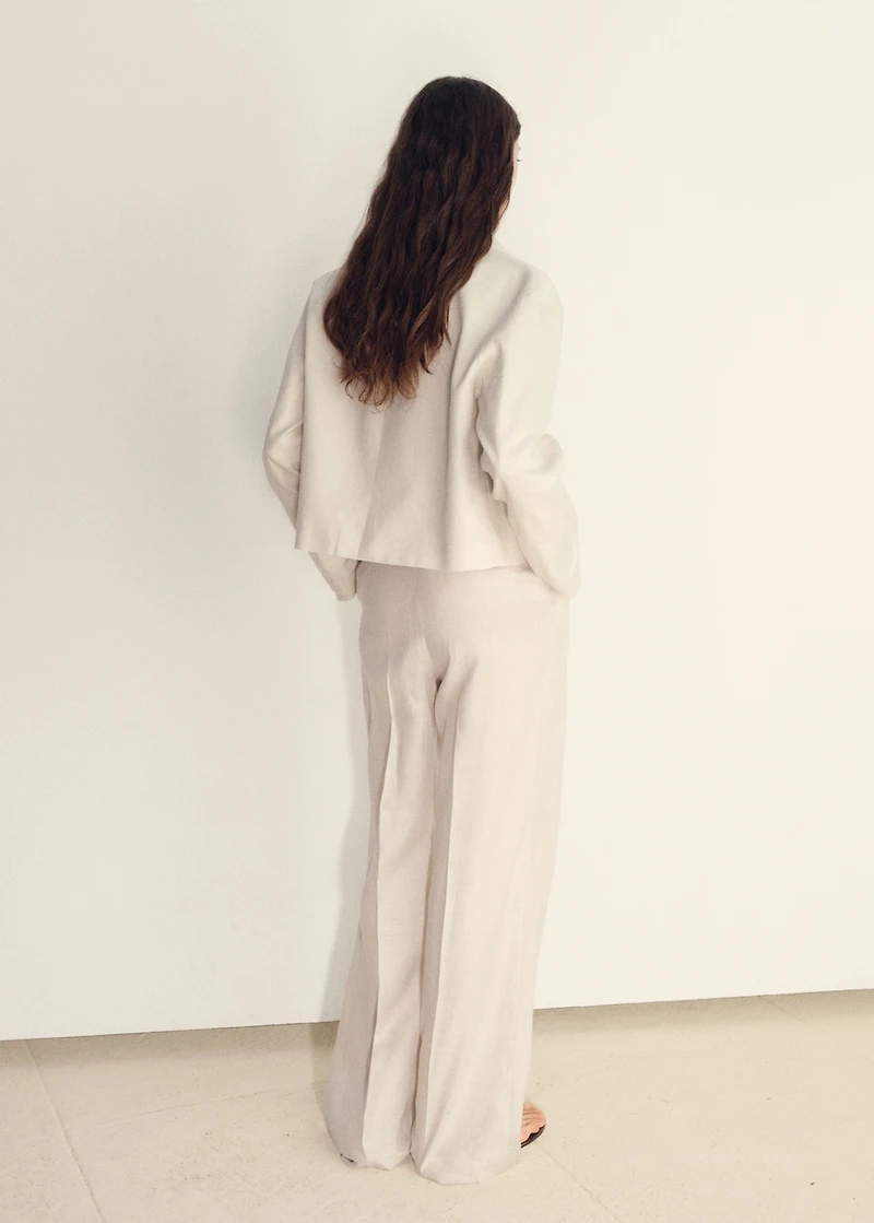 Straight-fit linen pants with pleats