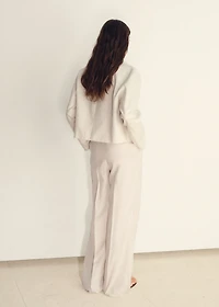Straight-fit linen pants with pleats