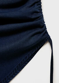 Denim-effect top with gathered side