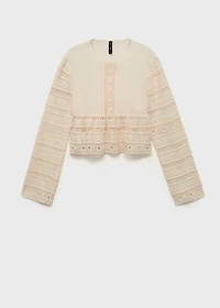 Embroidered cotton blouse with lace details