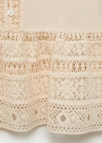 Embroidered cotton blouse with lace details