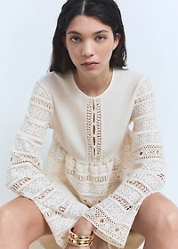 Embroidered cotton blouse with lace details
