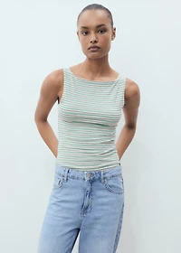 Striped boat-neck top
