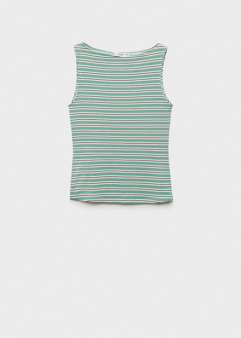 Striped boat-neck top