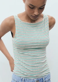 Striped boat-neck top