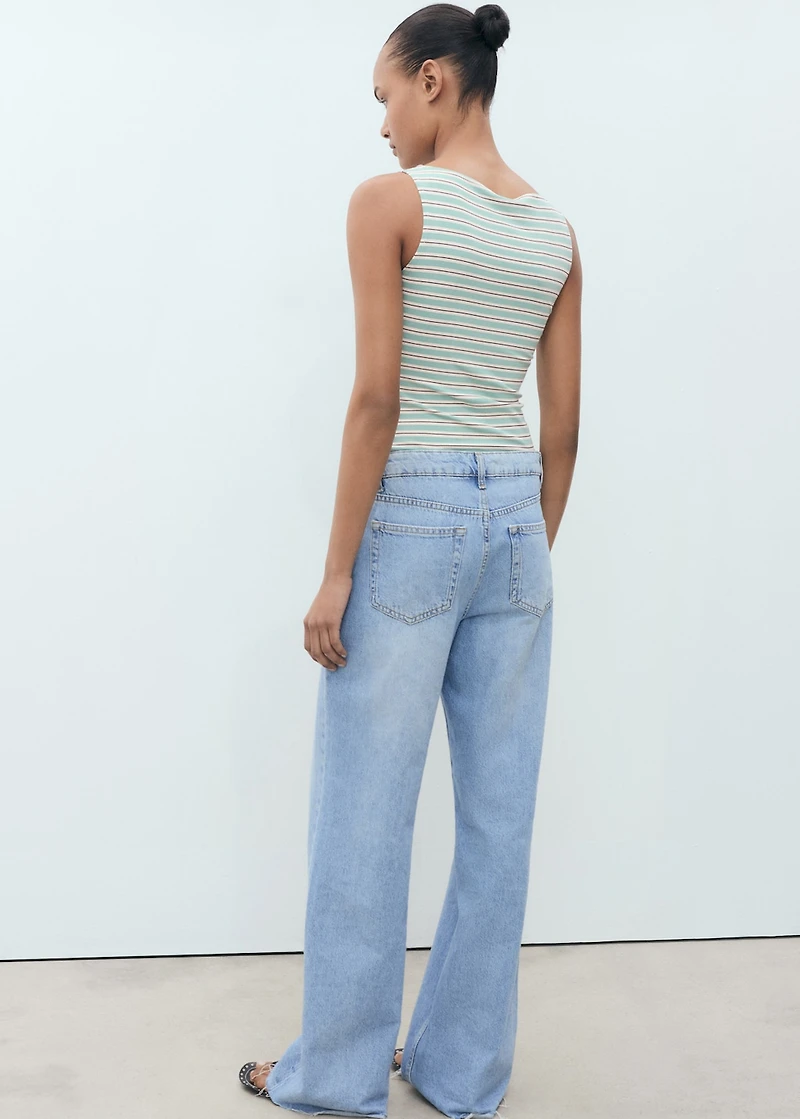 Striped boat-neck top