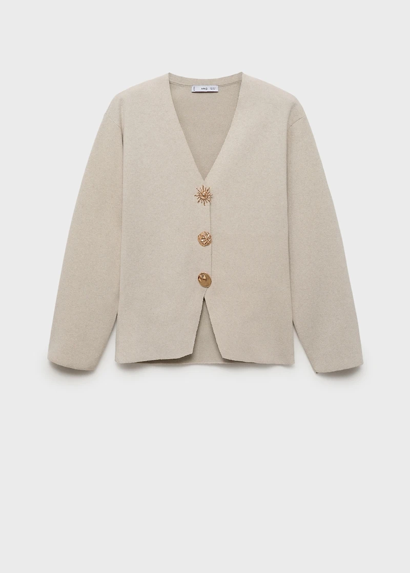 Fine-knit jacket with jewel buttons