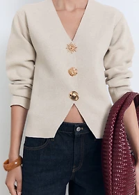 Fine-knit jacket with jewel buttons