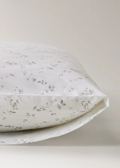Two percale cotton floral pillowcases 50x75 cm