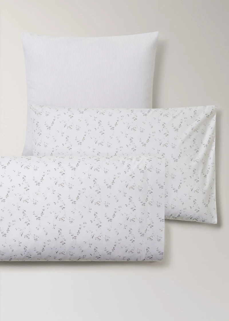 Two percale cotton floral pillowcases 50x75 cm