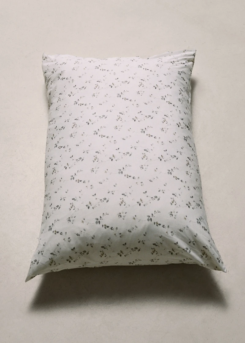 Two percale cotton floral pillowcases 50x75 cm