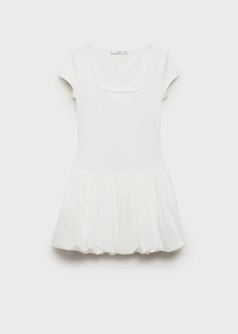 Combined dress with puffed hem