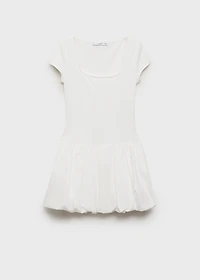 Combined dress with puffed hem