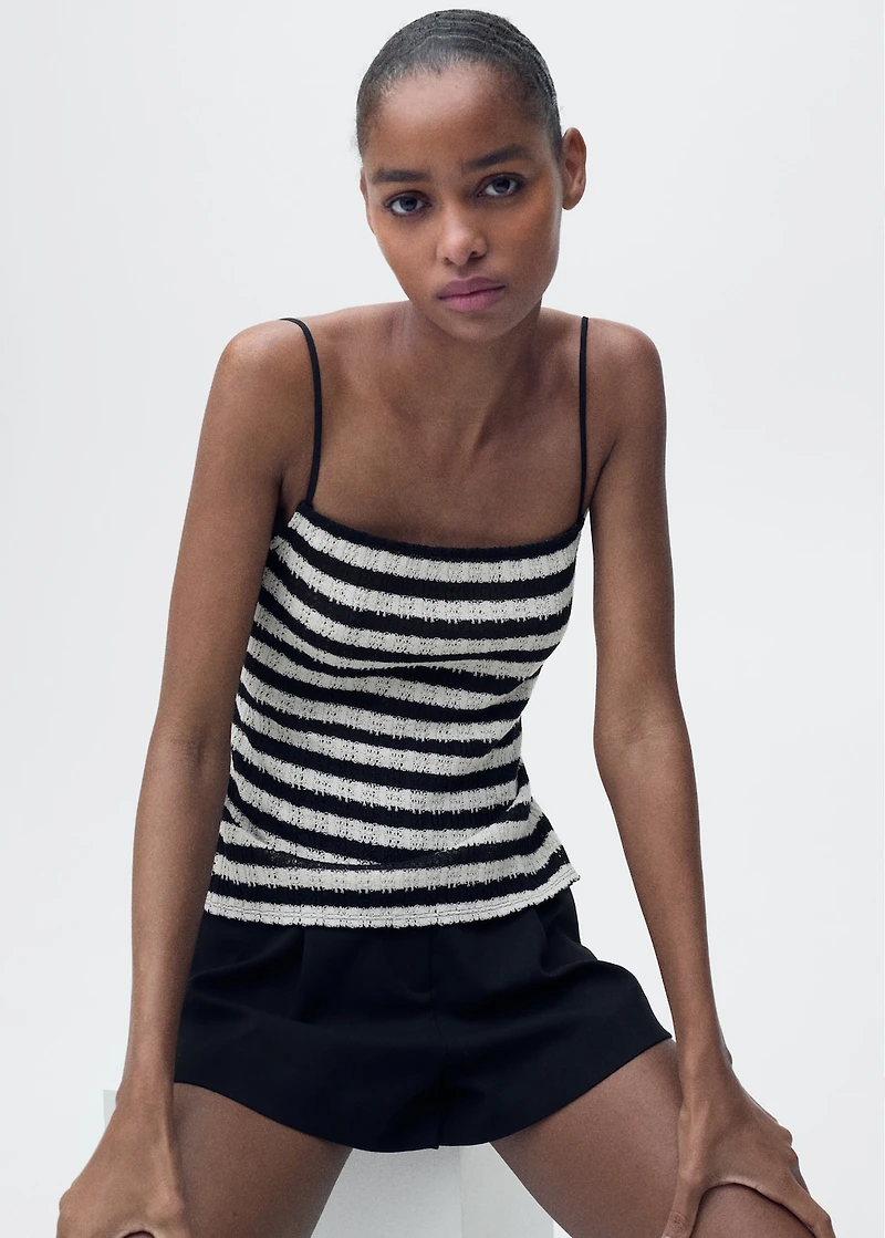 Striped knitted fitted top