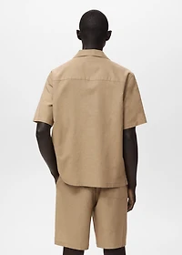 Linen shirt with bowling collar and pocket